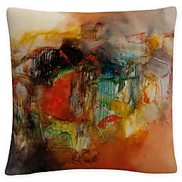 Abstract Vi Square Throw Pillow in Orange