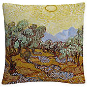 Olive Trees 1889 Square Throw Pillow in Yellow