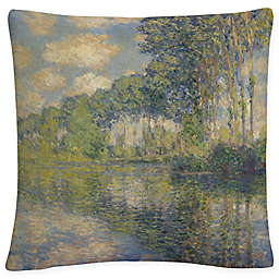 Poplars on the Epte Square Throw Pillow in Green
