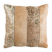 Safavieh Blair Metallic Cowhide Square Throw Pillow in Beige/Gold