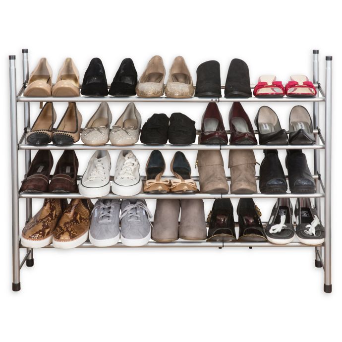 Simplify 4 Tier Expandable Shoe Rack In Grey Bed Bath Beyond