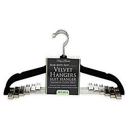 Simplify 6-Pack Velvet Hangers with Clips in Black