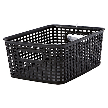 Simplify Textile Weave Medium Storage Tote in Black. View a larger version of this product image.