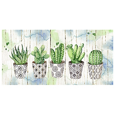 Potted Succulents on Wood 34-Inch x 17-Inch Canvas Wall Art. View a larger version of this product image.