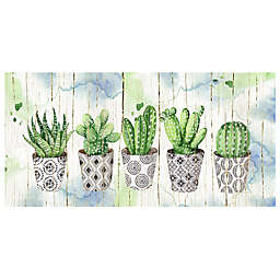 Potted Succulents on Wood Canvas Wall Art