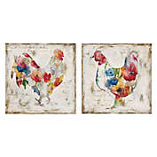 Flowered Hen and Rooster Canvas Wall Art (Set of 2)