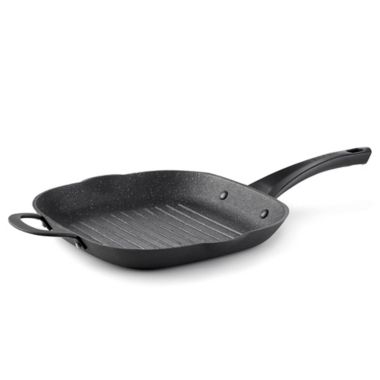 Starfrit the Rock&trade; Nonstick 11-Inch Cast Iron Grill Pan with Helper Handle in Black. View a larger version of this product image.