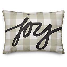Designs Direct "Joy" Oblong Throw Pillow in Beige Plaid