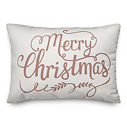 Designs Direct "Merry Christmas" Oblong Throw Pillow in Pink