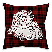 Designs Direct Plaid Santa Square Throw Pillow in Red/Black