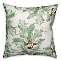 Designs Direct Holly Leaves Square Throw Pillow in Green