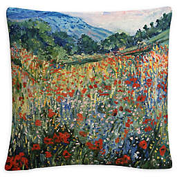 Field of Flowers Square Throw Pillow in Green