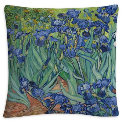 Irises Square Throw Pillow in Teal