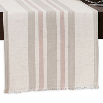 Striped Table Runner In Natural Bed, Red And White Dresser Scarf