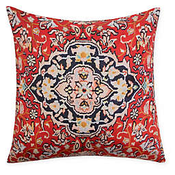 Casablanca Textured Embroidered Damask Square Toss Pillow in Orange/Red