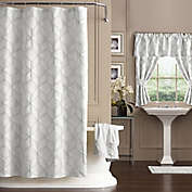 Horizons 72-Inch x 72-Inch Geometric Shower Curtain in White