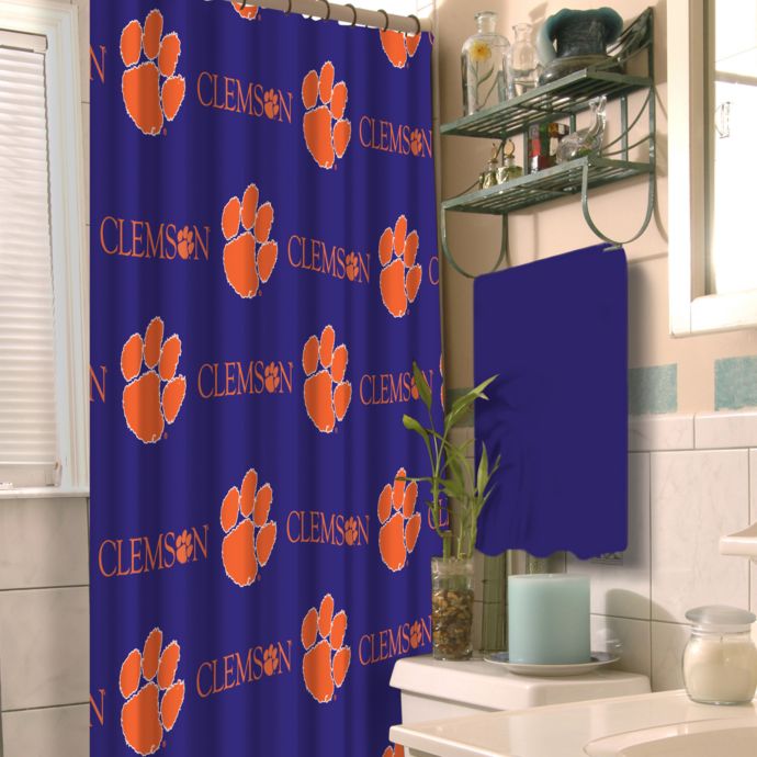 Clemson University 72 Inch X 72 Inch Fabric Shower Curtain Bed