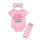 Alternate image 0 for Baby Starters&reg; Size 3M 3-Piece &quot;Not Allowed to Date&quot; Bodysuit, Leg Warmer, and Headband Set
