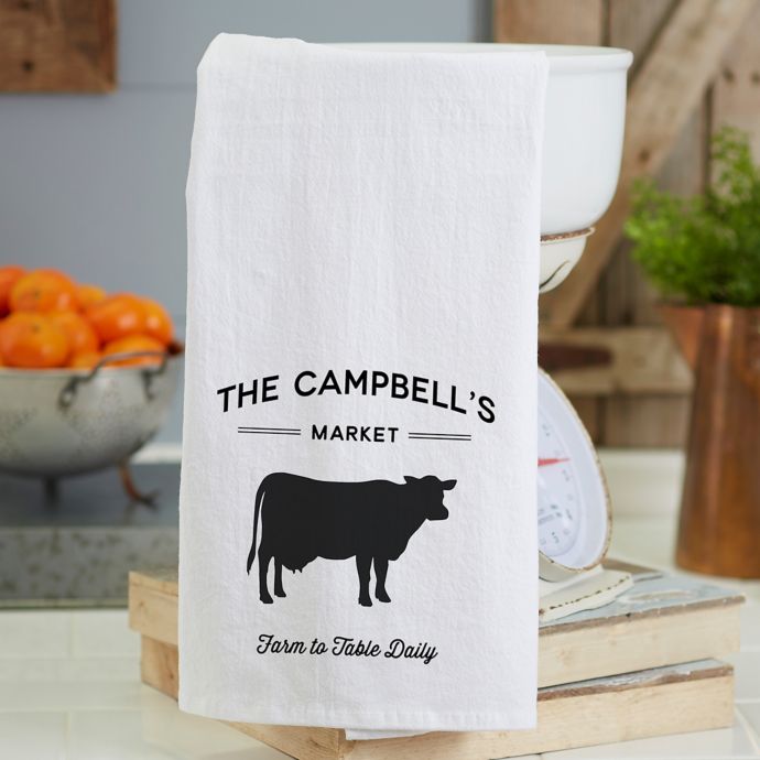 Personalized Farmhouse Kitchen Flour Sack Towel | Bed Bath ...