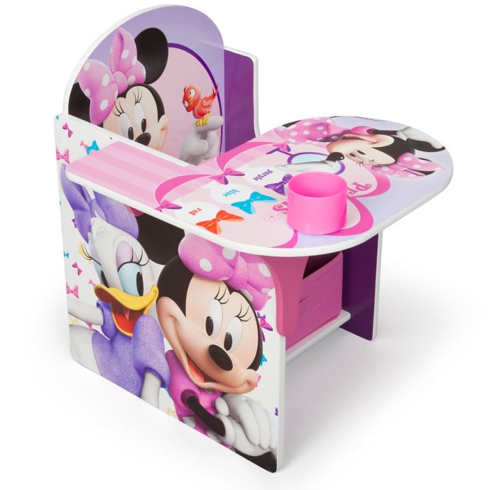 Disney Minnie Mouse Upholstered Chair With Desk And Storage Bin