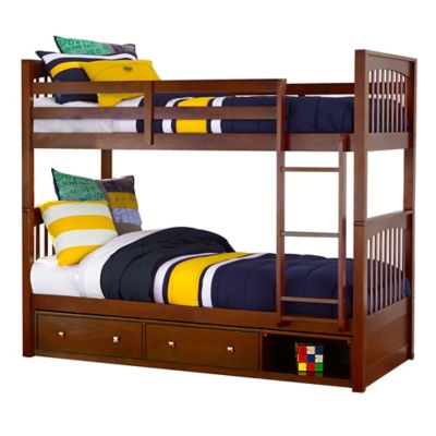 Hillsdale Furniture Pulse Twin Over Twin Bunk Bed with Storage in Cherry