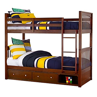 Hillsdale Furniture Pulse Twin Over Twin Bunk Bed with Storage in Cherry. View a larger version of this product image.