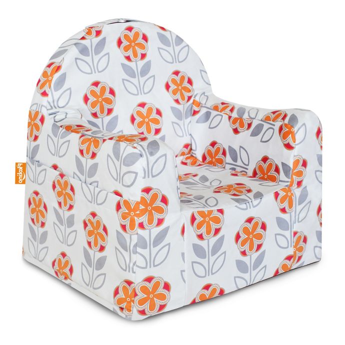 P Kolino Little Reader Flower Chair In White Orange Bed