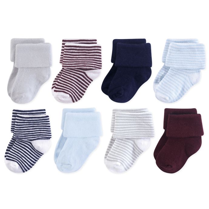 Luvable Friends® 8-Pack Stripe Cuff Socks in Blue | buybuy BABY