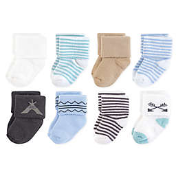Touched by Nature Size 0-6M 8-Pack Organic Cotton Teepee Terry Sock in Blue/White