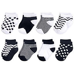 Luvable Friends™ Size 6-12M 8-Pack No Show Socks in Black/White
