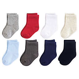 Luvable Friends Size 6-12M 8-Pack Solid Crew Socks in Grey