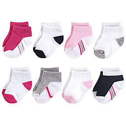 Hudson Baby Size 0-6M 8-Pack No Show Striped Socks in Pink