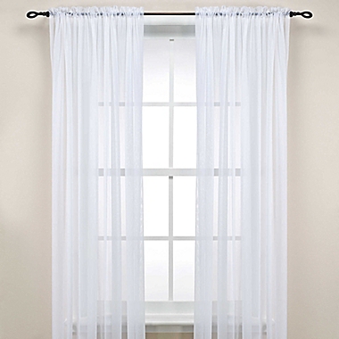 Rod Pocket Sheer 84-Inch Window Curtain Panel in White (Single). View a larger version of this product image.
