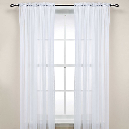 Alternate image 1 for Rod Pocket Sheer Window Curtain Panel in White