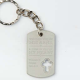 Memorial Cross Dog Tag Keychain