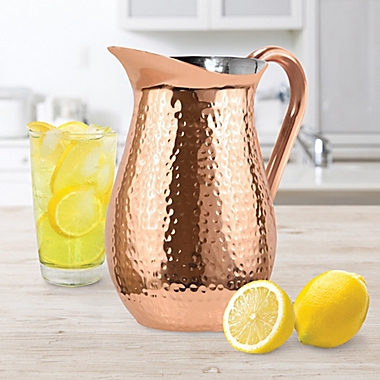 Oggi&trade; Hammered Stainless Steel Copper Plated Pitcher. View a larger version of this product image.