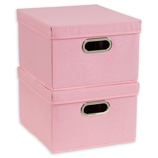 Alternate image 1 for Household Essentials® Collapsible Storage Boxes with Lids (Set of 2)