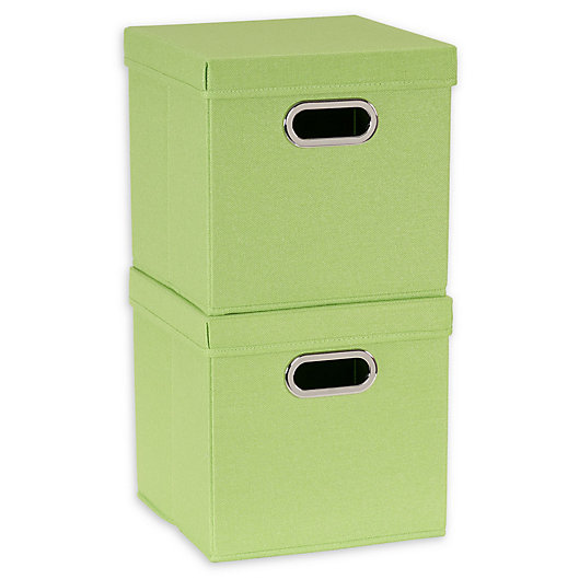 Alternate image 1 for Household Essentials® Collapsible Linen Storage Cube with Lid (Set of 2)