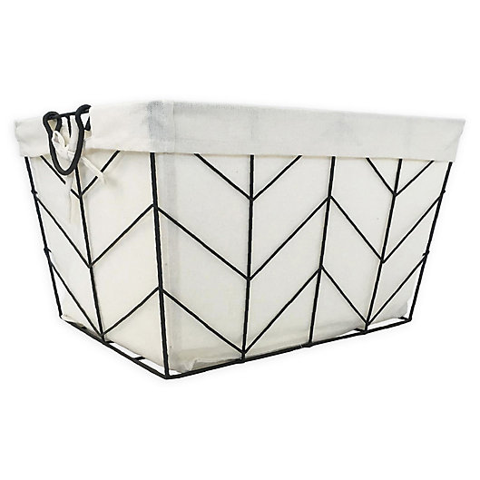 Alternate image 1 for Honey-Can-Do® Chevrons Wire Bin with Cotton Liner