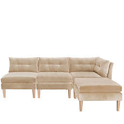 Varick 4-Piece Velvet Sectional Sofa with Ottoman