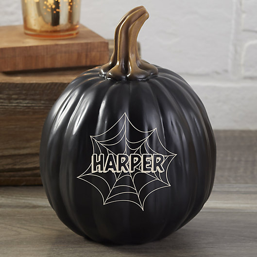 Alternate image 1 for Spiderwebs Small Resin Personalized Pumpkin