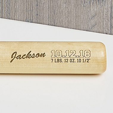 Personalized Baby Announcement Mini Baseball Bat. View a larger version of this product image.