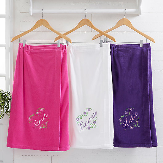 Alternate image 1 for Floral Heart Embroidered Towel Wrap