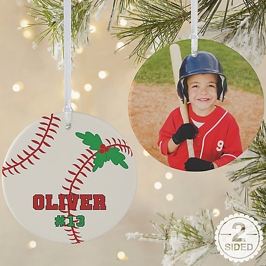 Alternate image 1 for Baseball 2-Sided Matte Christmas Ornament