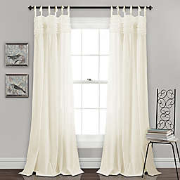 Lydia Ruffle 84-Inch Tie Tab Window Curtain Panels  in Ivory (Set of 2)