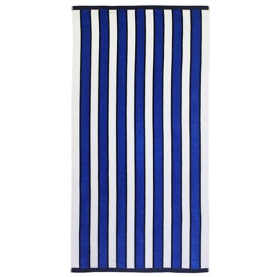 blue white striped beach towel