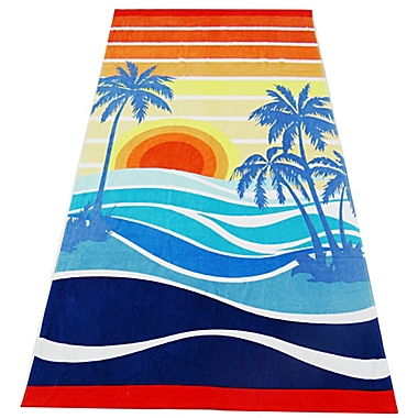 Retro Sunset Palm Trees Beach Pool Towel 72" x 36" 