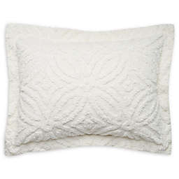 Wedding Ring Chenille Standard Pillow Sham in White