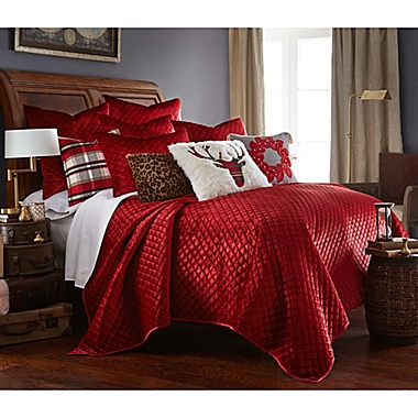 Levtex Home Velvet King Quilt Set in Red. View a larger version of this product image.
