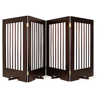 Cardinal Gates 4-Panel Freestanding Pet Gate in Walnut. View a larger version of this product image.